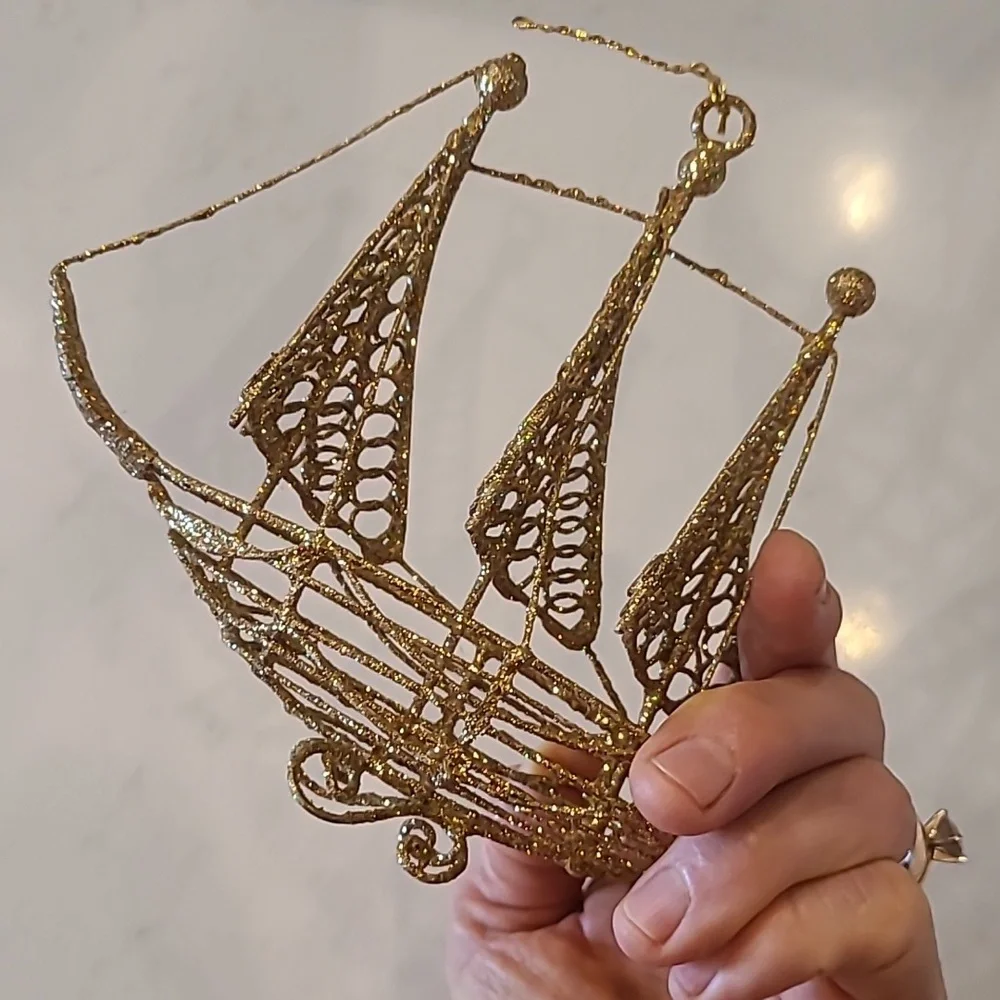 Gold Wire Sailboat Ornament